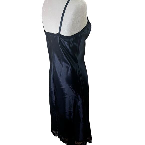 Farr West Black Lace Trim Full Slip Dress – Size Medium – Made in USA - Vintage - Picture 5 of 7
